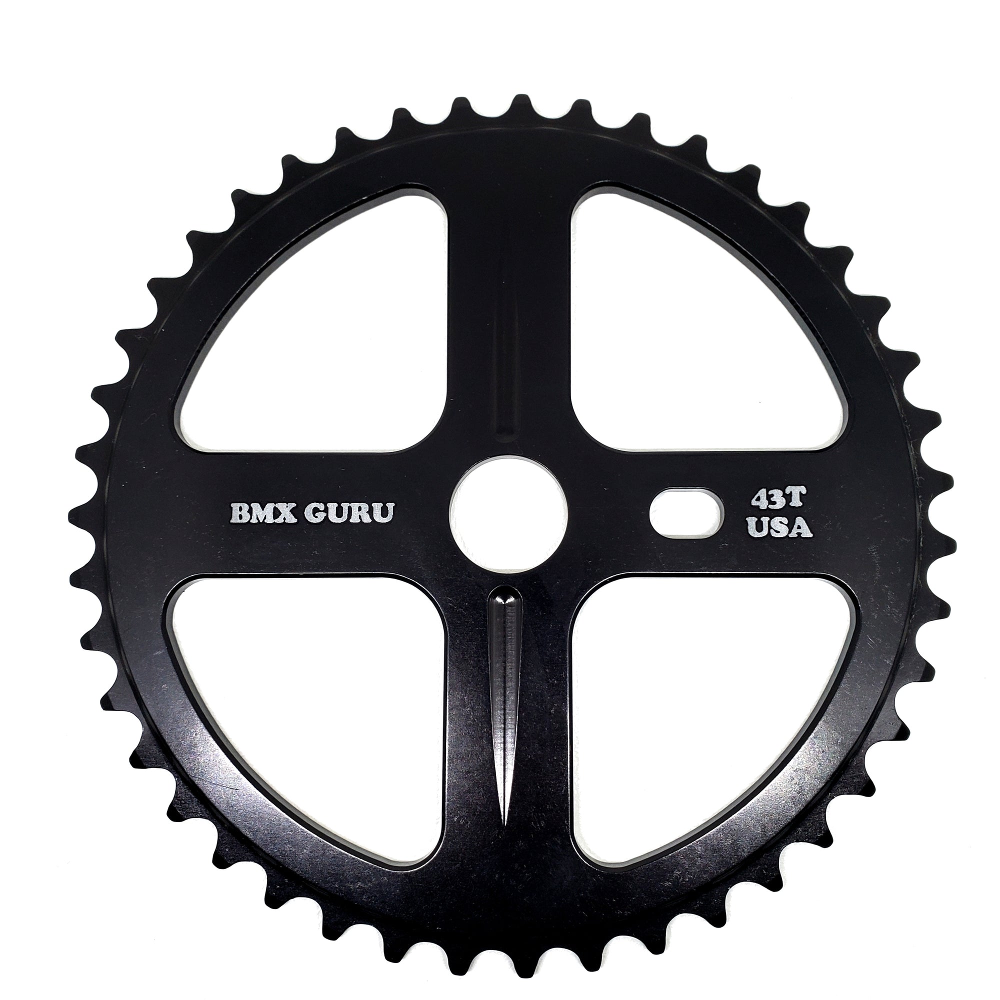 BMXGuru 43t Bolt Drive BMX Aluminum Sprocket / Chainwheel - Black - USA Made