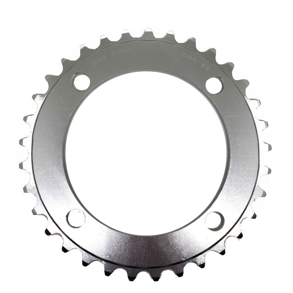BMXGuru 33t BMX Chainring - Silver - 104mm 4-bolt - USA Made
