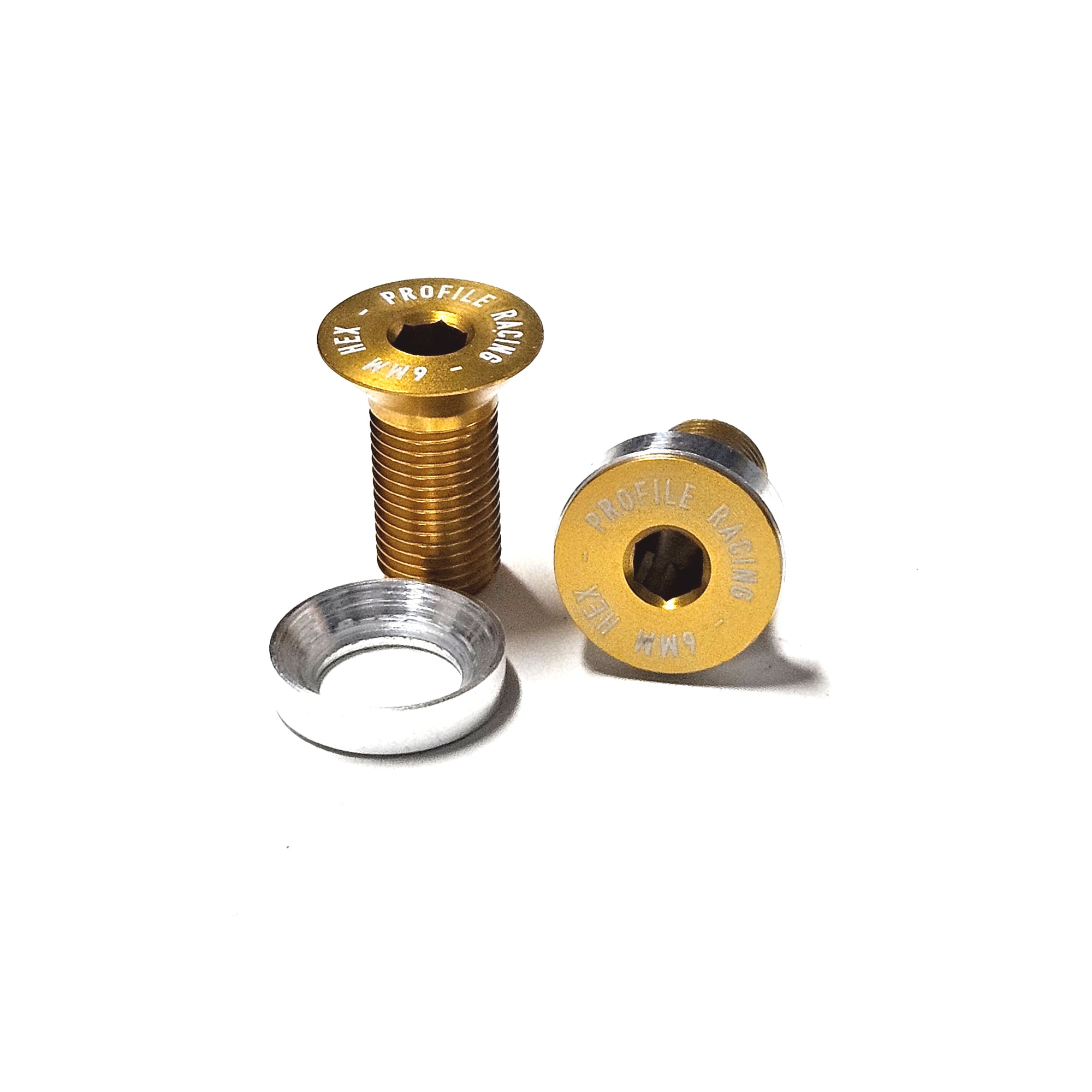 Profile GDH Aluminum Flush Mount Crank Spindle Bolts - USA Made - Gold