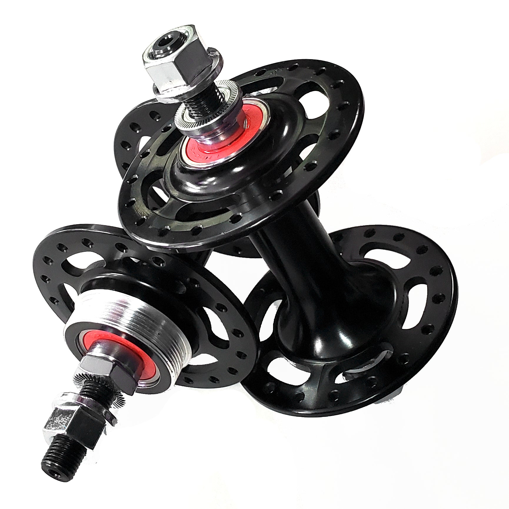 Retro Sealed High Flange w/ Cut-outs BMX Hubset - 36h - 3/8" - Black