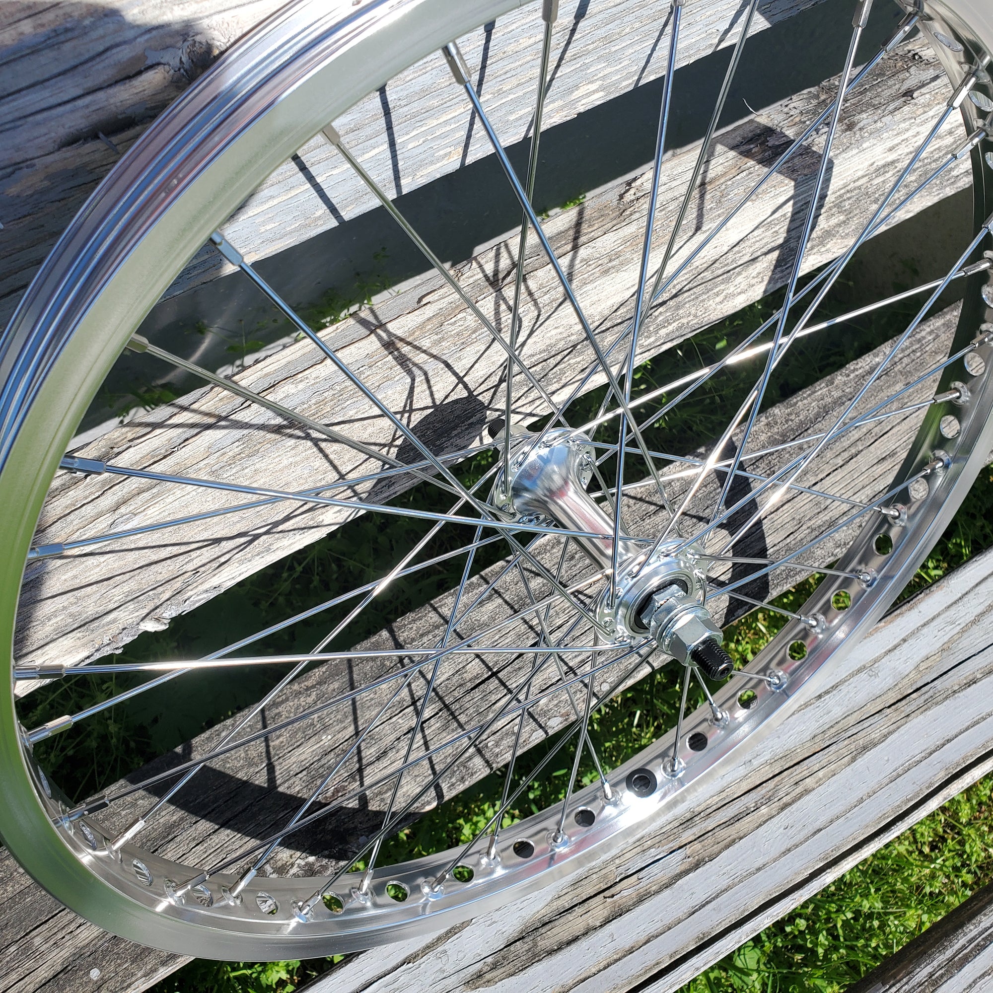 20 7X Lite style Sealed Low Flange BMX Wheels Pair Silver w Chro BMXGuru C W Cycle