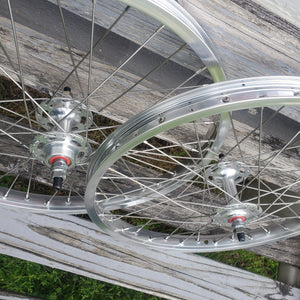 20" 7X style Sealed Road Flange BMX Wheels - Pair - Silver