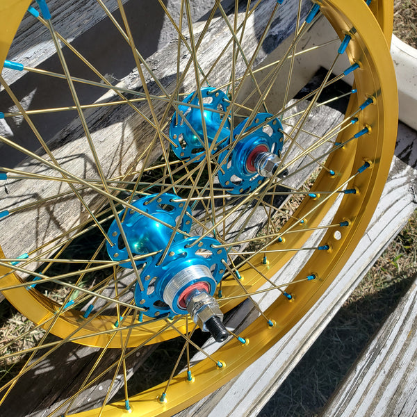 Old School BMX Build? Get These Candy Gold 20" Wheel Spokes – 194mm 14g For 36h 4X Rims (Asahi)