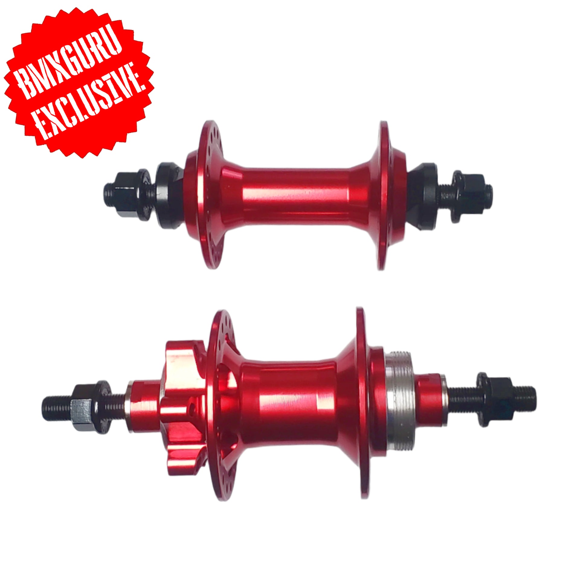 Sealed Disc BMX Race Hubset - 3/8" axles - 36H - Red 100/110mm