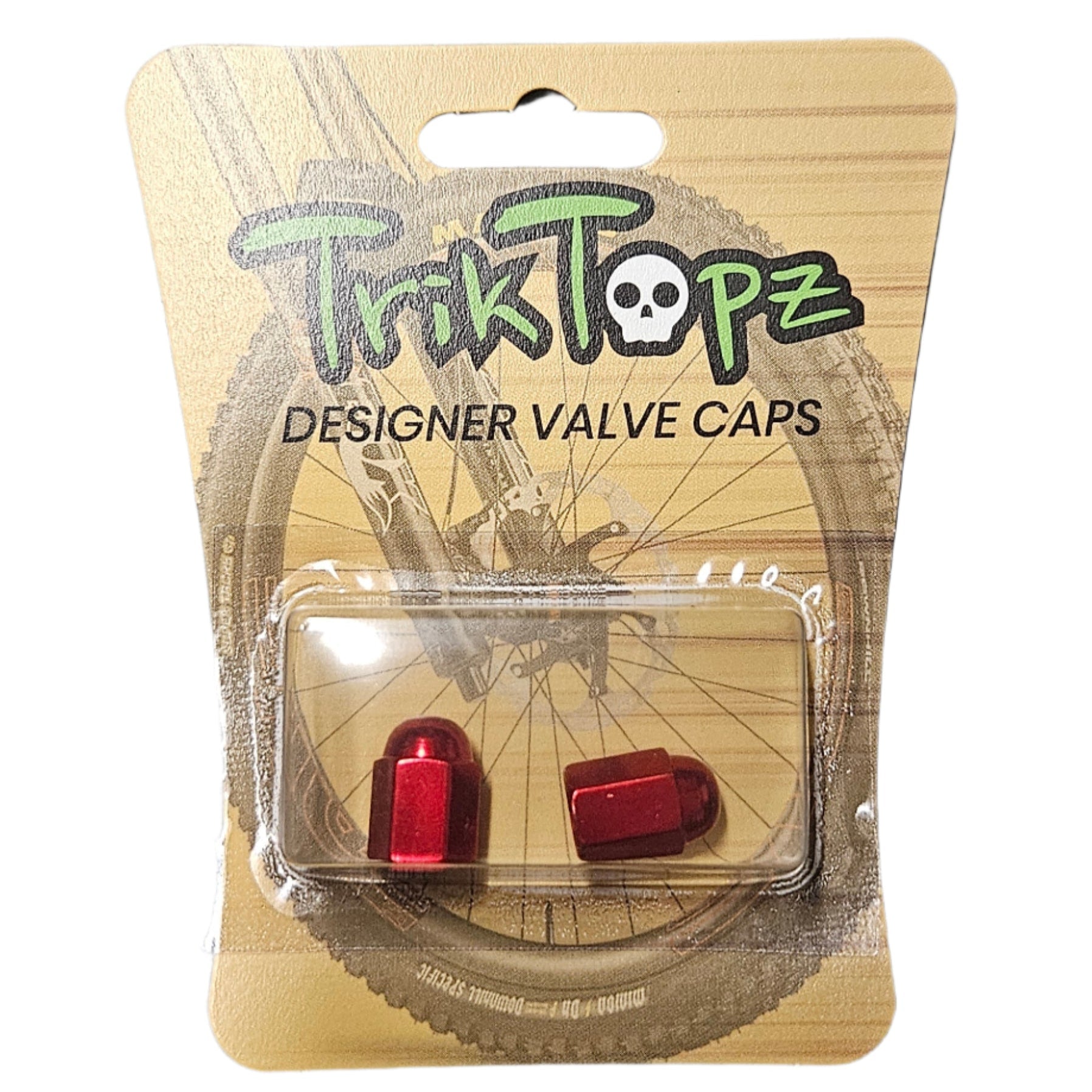 Trik Topz Hex Dome Aluminum Valve Caps - Pair - Red