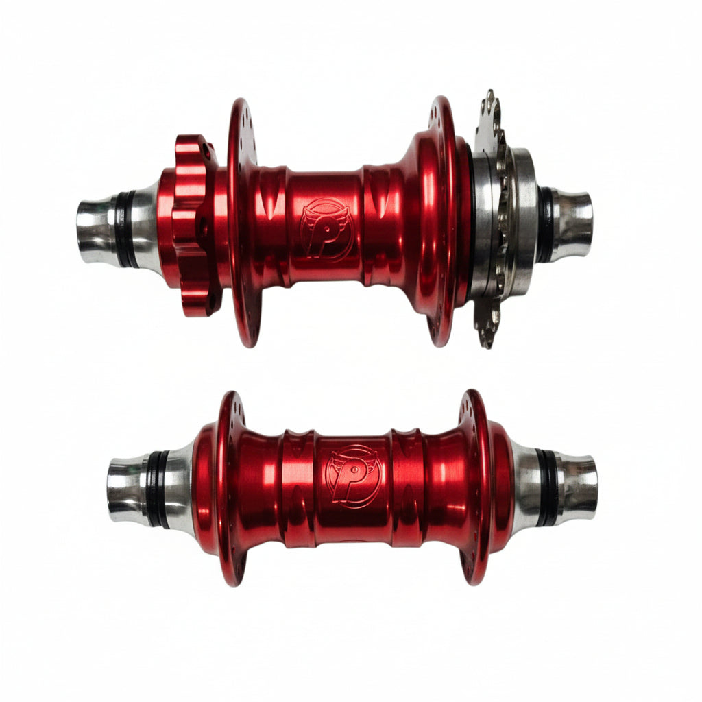 red bicycle hubset on a white background