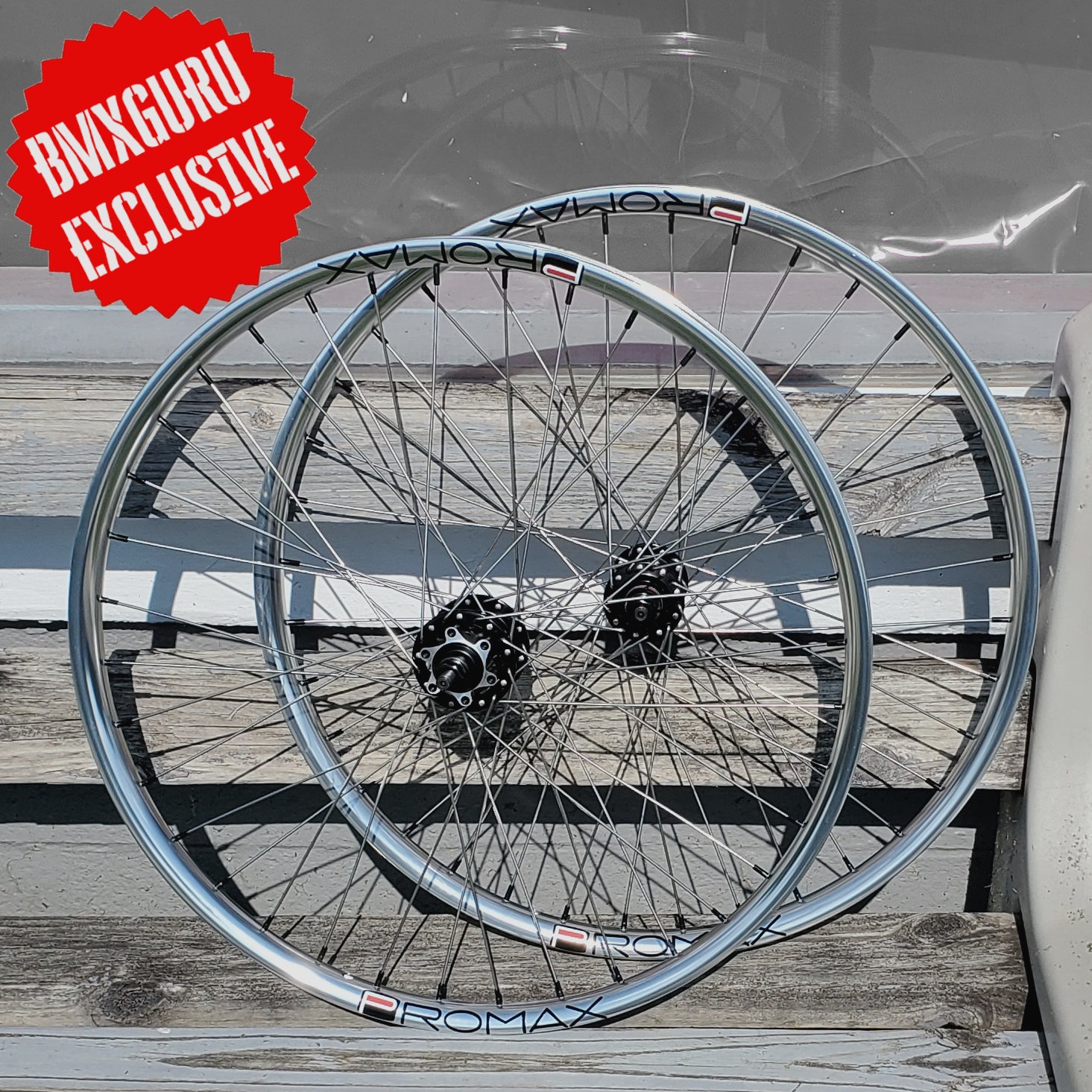 24" Promax RMV BMX Disc Brake Wheelset - Silver/Black - Tubeless Ready