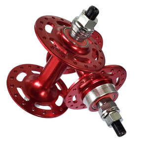 Red bicycle hub on a white background