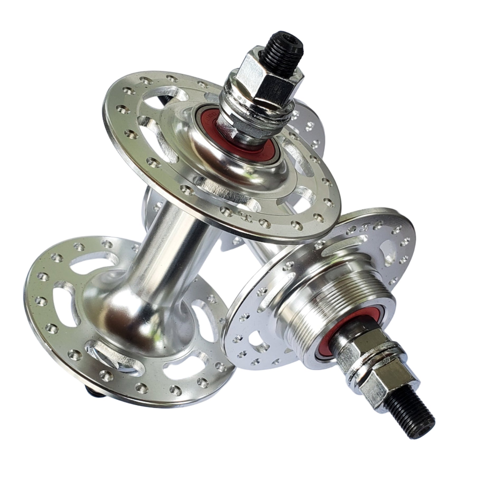 Bicycle hub on a white sheet of paper with a wooden surface background