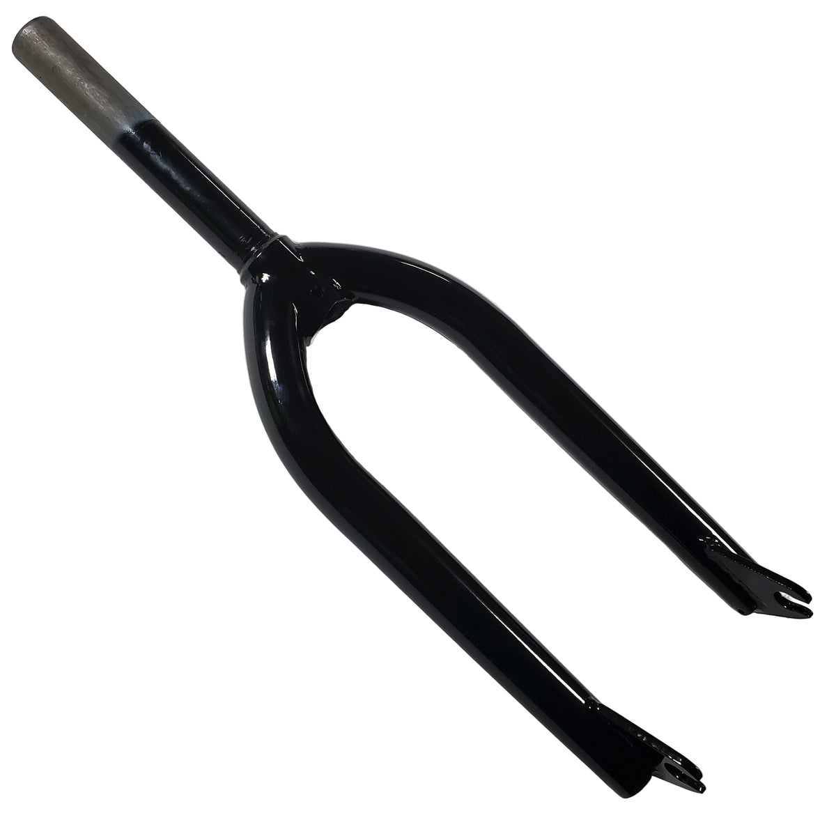 Black bicycle fork on a light gray background