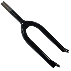 Black bicycle fork on a light gray background