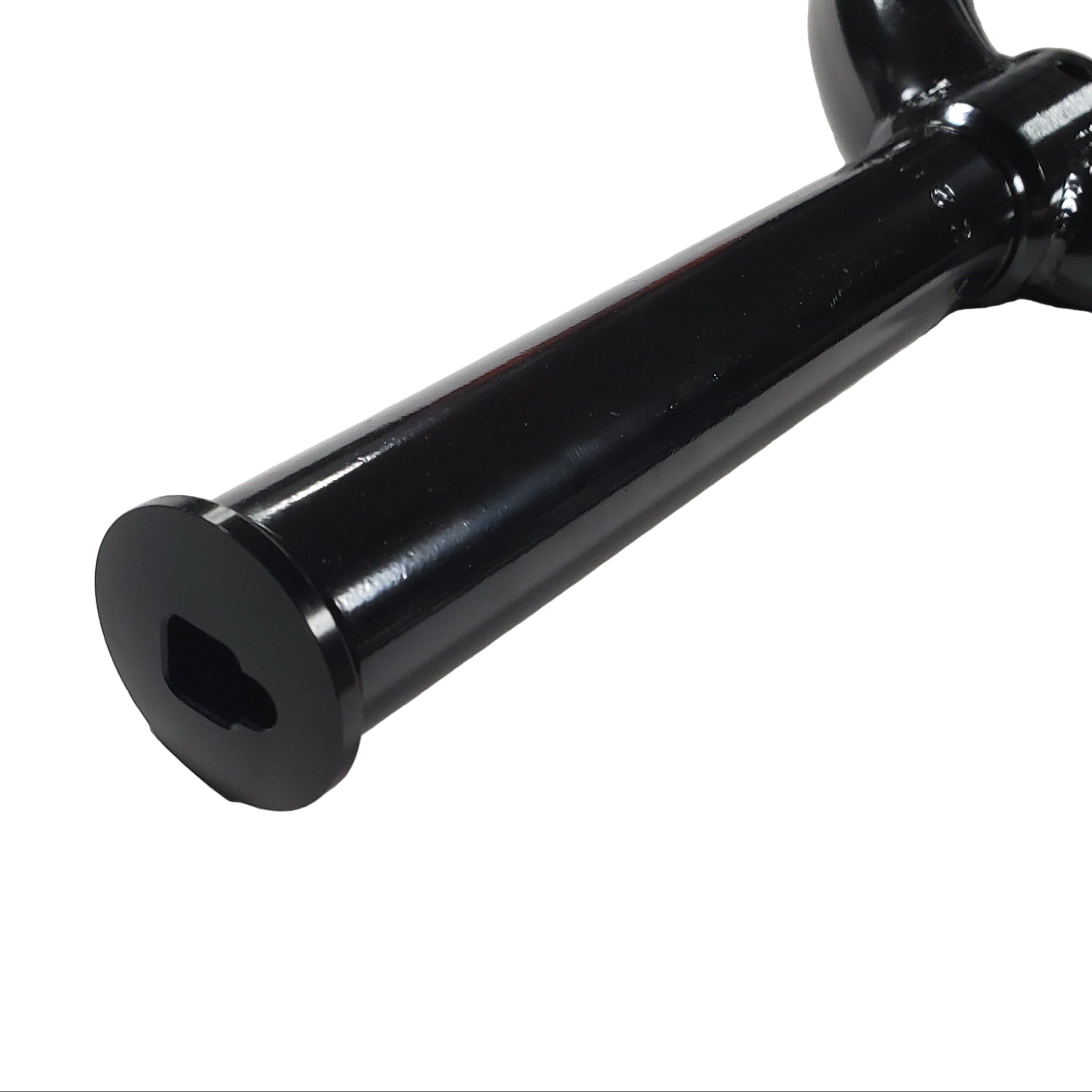 Black metal handle on a white background