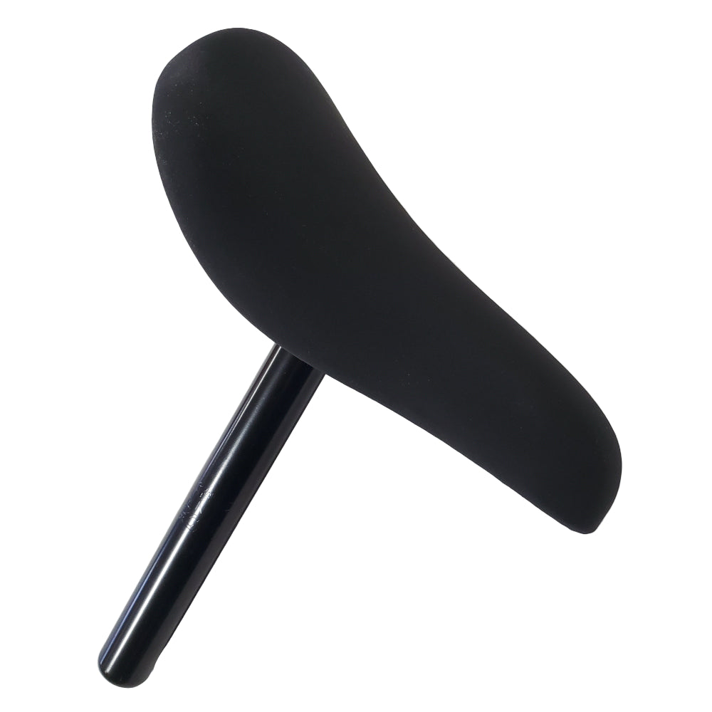 Black makeup brush on a light gray background