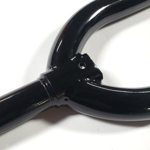 Close-up of a black metal mirror on a white background