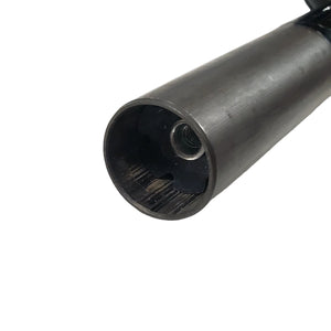 Close-up of a carbon fiber tube on a white background