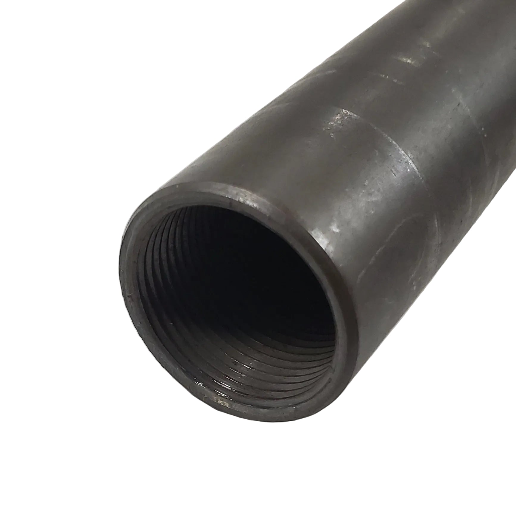 Black metal pipe on a white background