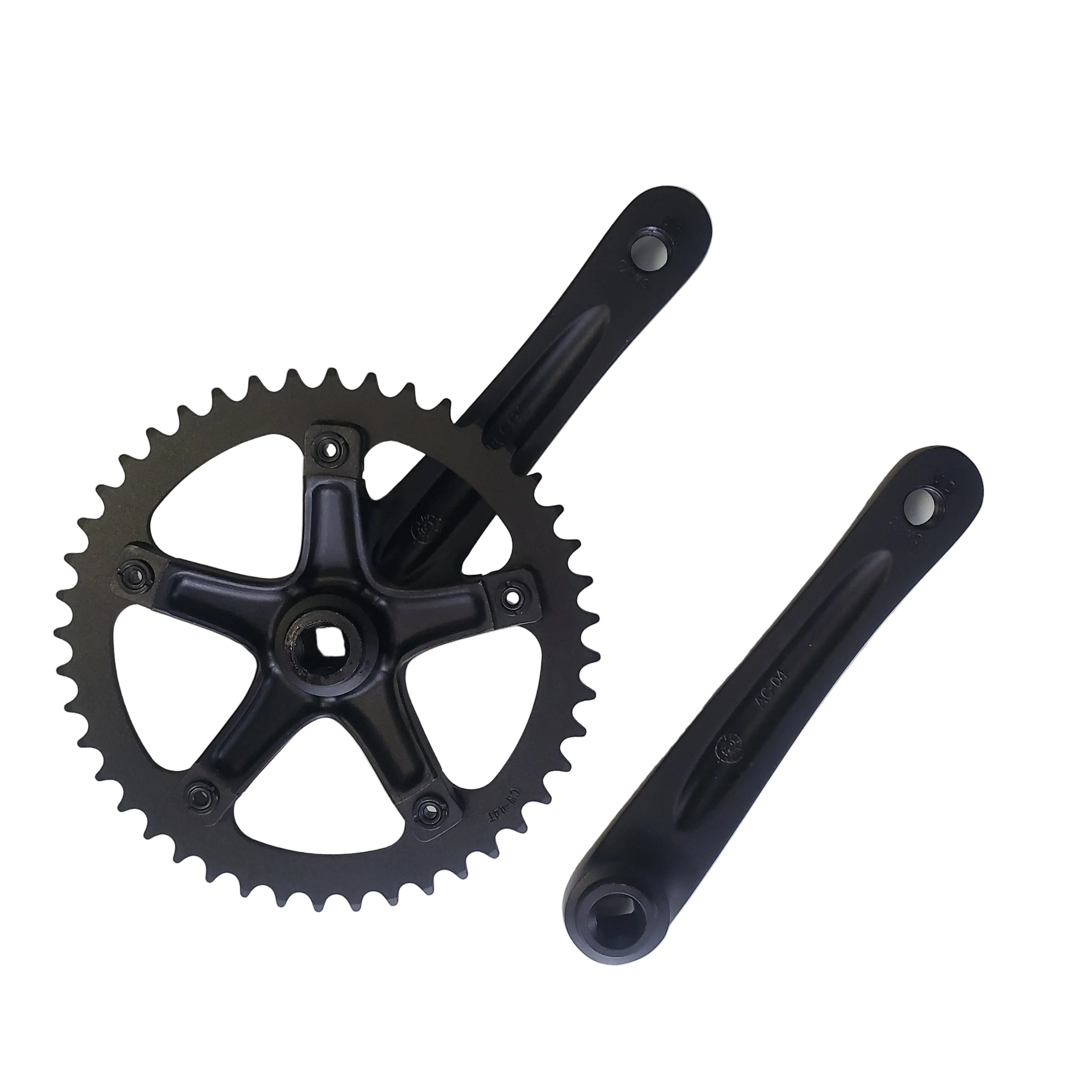 Black bicycle crankset on a white background