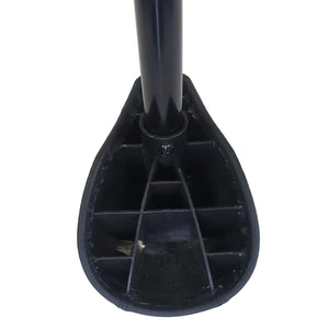 Black plastic component on a white background
