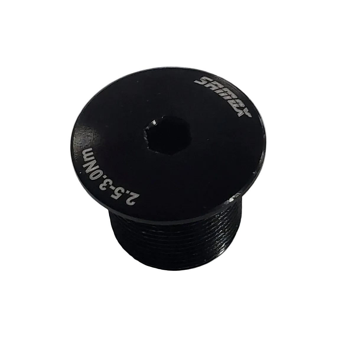 Black threaded metal plug with 'SAMOX' branding on a white background