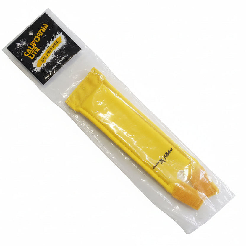 Yellow plastic tool in packaging with a brand label on a white background
