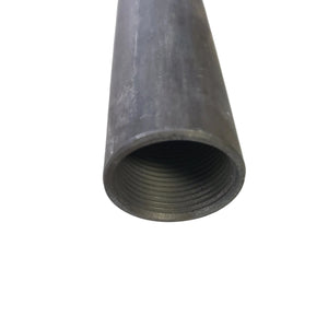 Metal pipe with threaded end on a white background