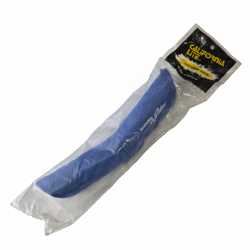 Blue tool handle in clear packaging on a white background