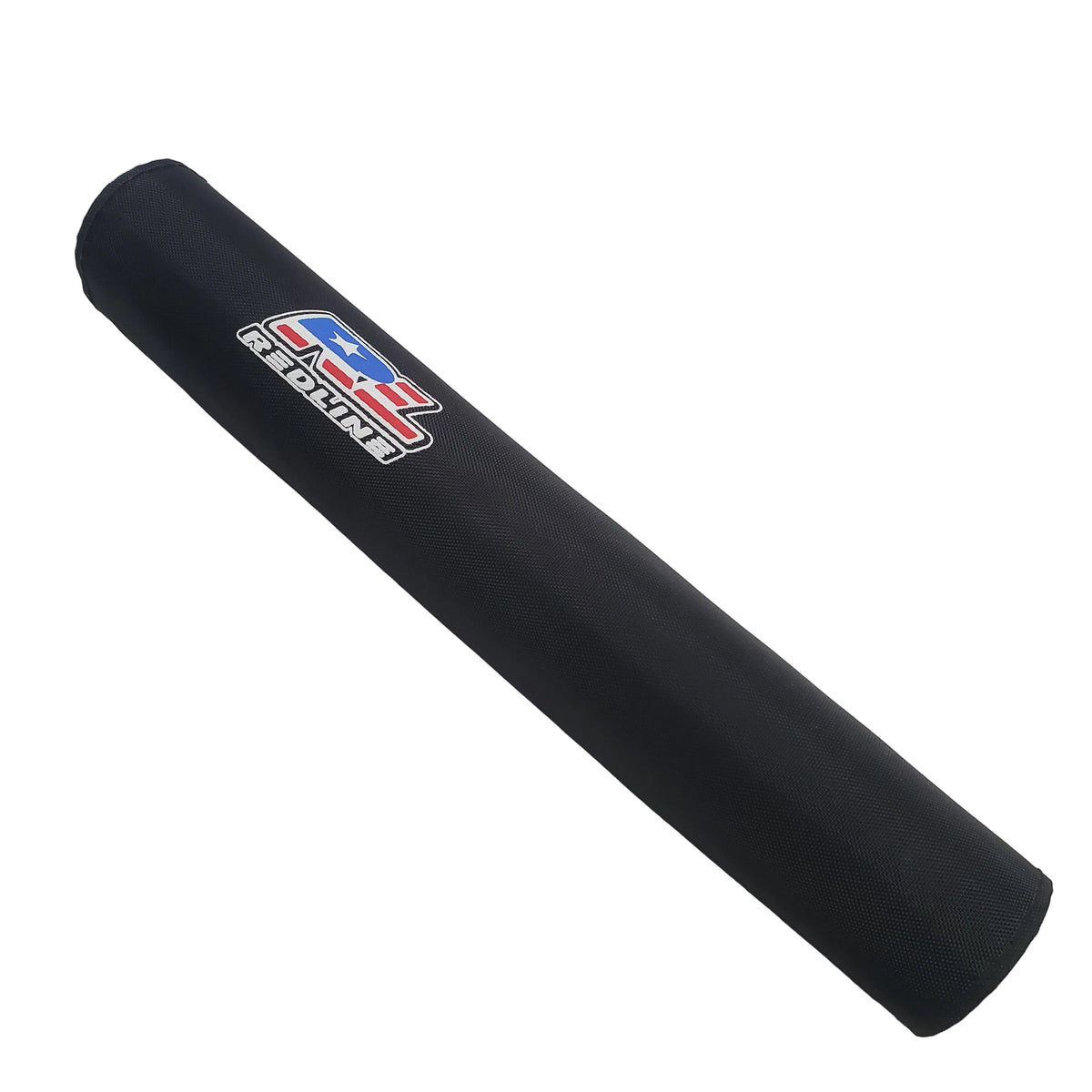 Black rubber mat with a logo on a light gray background