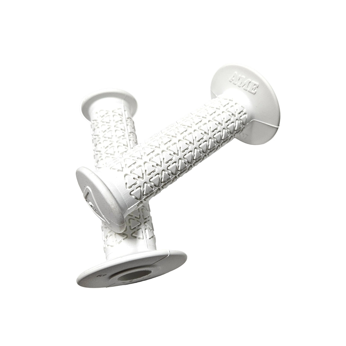 White BMX grips on a white background