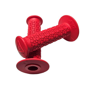 Red bicycle grips on a white background