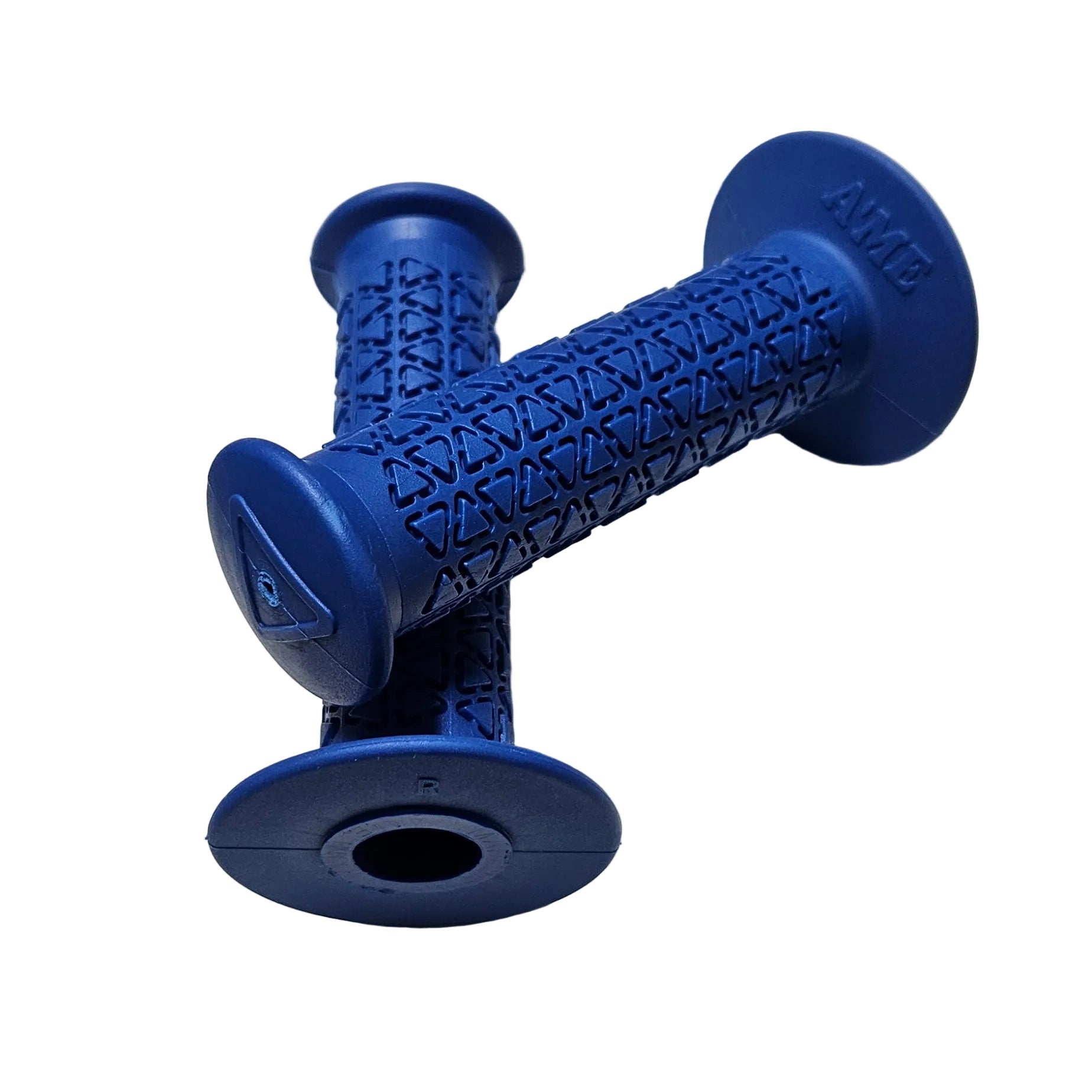 AME Rounds Bubble Font BMX Grips - Flanged - Blue - USA Made