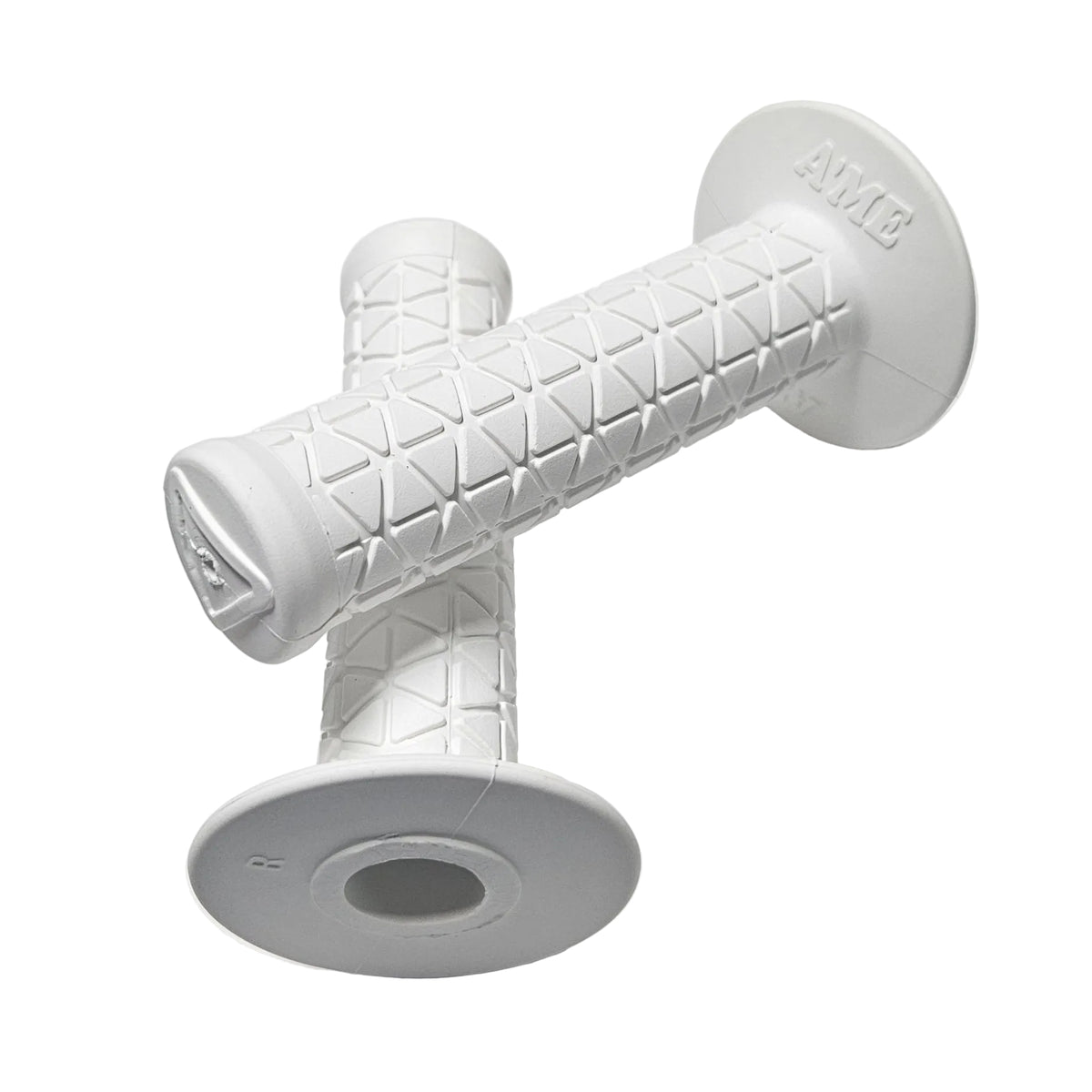 White bicycle grips on a white background