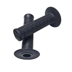 Pair of black bicycle grips on a white background