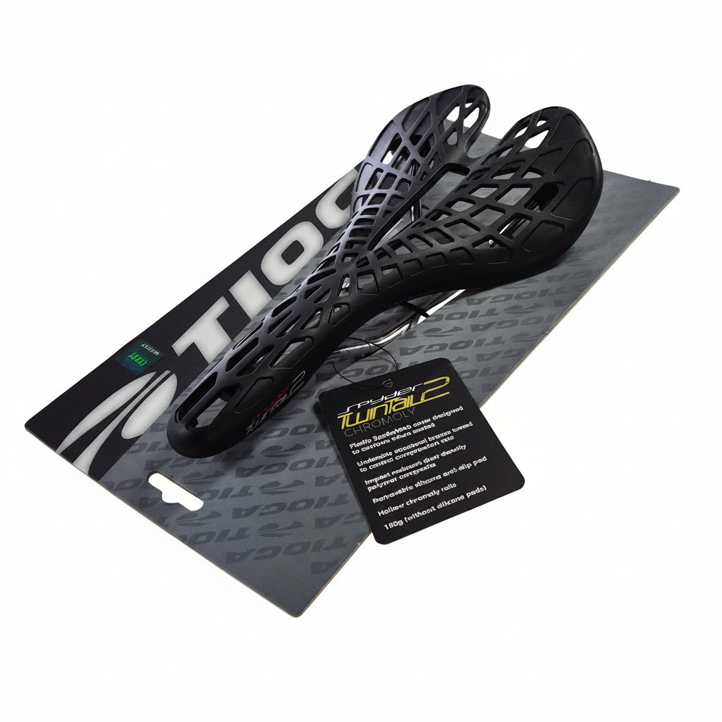 Black metal object on a branded box with a label