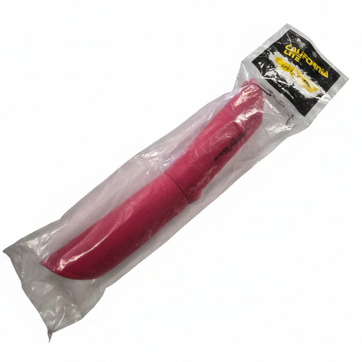 Pink tool with a clear plastic bag on a white background
