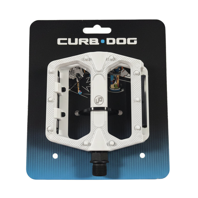 Curb Dog Alloy BMX Platform Pedals - 9/16" - White