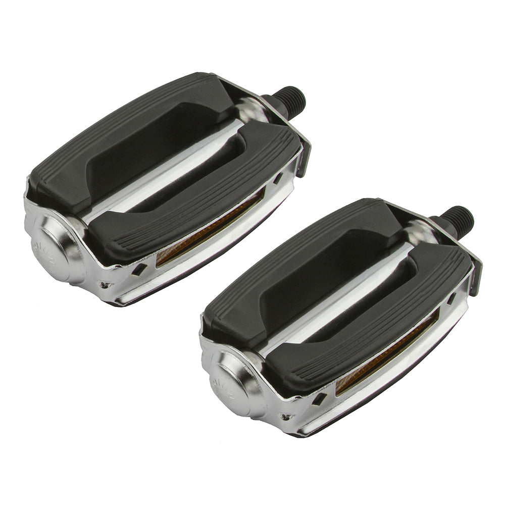Krate-style Block Platform Pedals - 1/2" - Black/Chrome