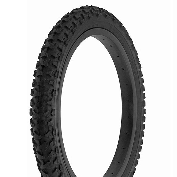 Black off-road tire on a white background