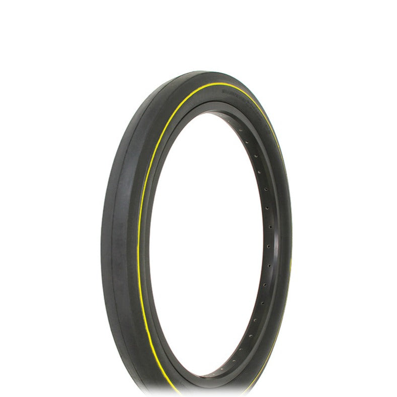20x2.125 Ralson Slick Tread Tire Black w Yellow Line BMXGuru C W Cycle