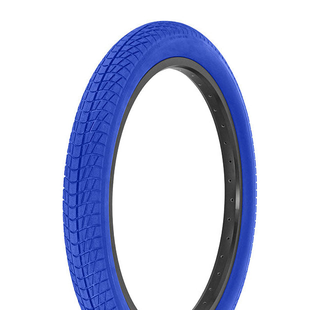 Blue bicycle tire on a white background