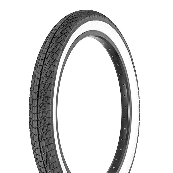 Bicycle tire with white wall on a white background