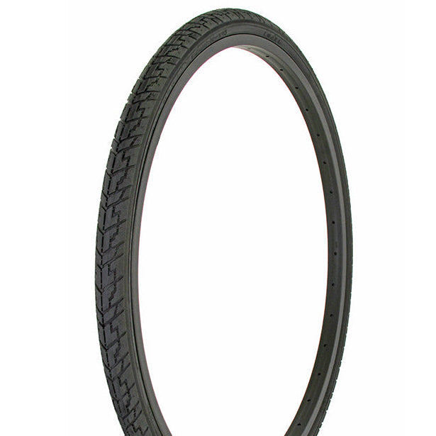 Black bicycle tire on a white background
