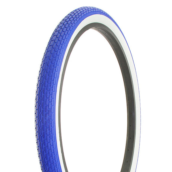 26x2.125 Duro Westwind Brick Tread Tire - Blue w/ Whitewall