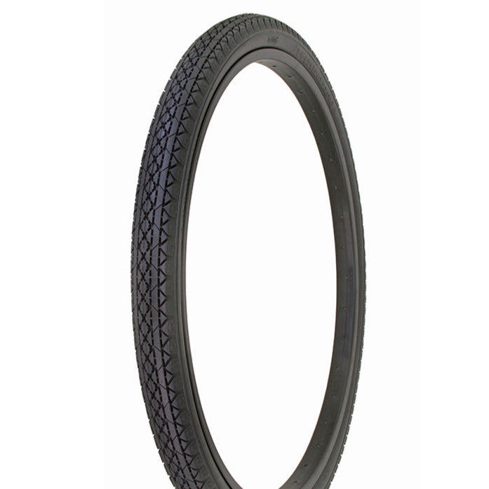 Black bicycle tire on a white background
