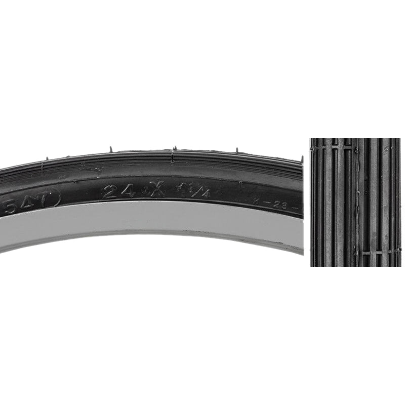 24x1-1/4 Kenda Schwinn S-5/S-6 Bicycle Tire (32-547) - All Black