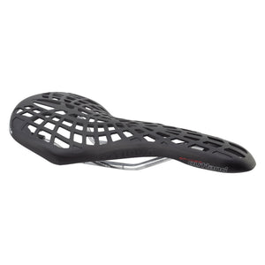 Black bicycle saddle on a white background