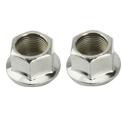 Steel Flanged BMX Axle Nuts - 14mm x 1 - Set of 2 - Silver