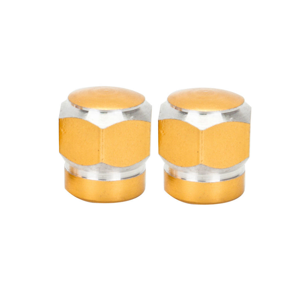 Trik Topz 2-Tone Hex Aluminum Valve Caps - Pair - Gold / Silver
