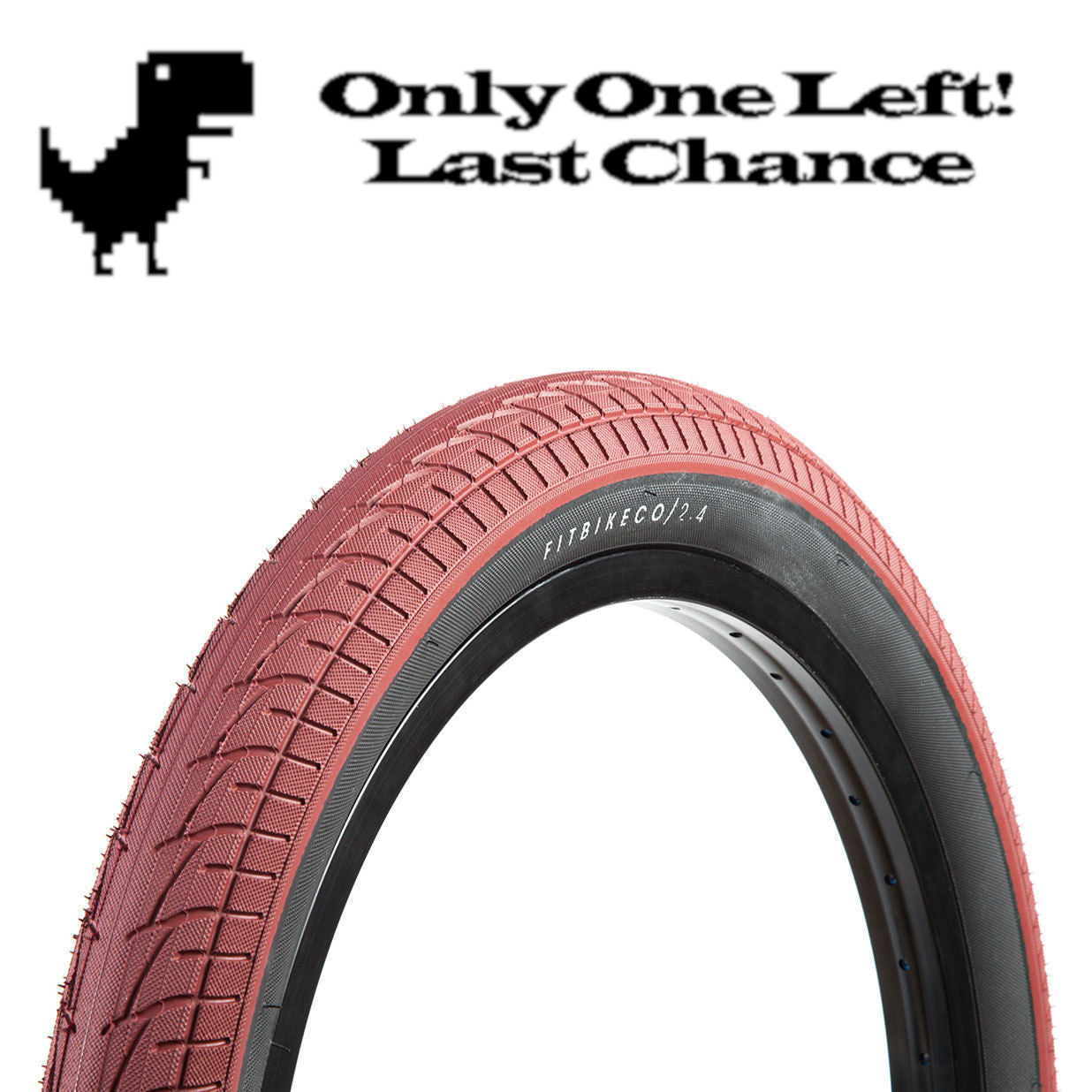 20x2.40 Fit FAF OEM BMX Tire - Dark Red w/ Black Sidewall