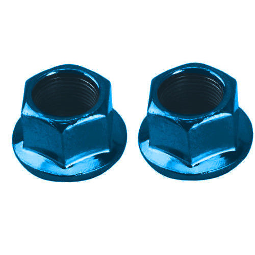 MCS BMX Flanged Axle Nuts - 14mm x 1 - Set of 2 - Blue