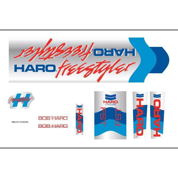 Haro 1986 FST BMX Decal Set for Frame + Fork Chrome / C